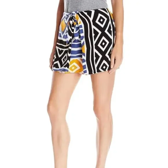 NWT! Ella Moss Sarong Printed Luanda Front Tie Shorts Skort - Size Large - Picture 5 of 10